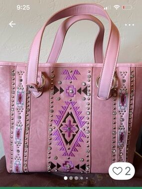 Montana West Pink and Pink Conceal Carry Embroidered  Tote